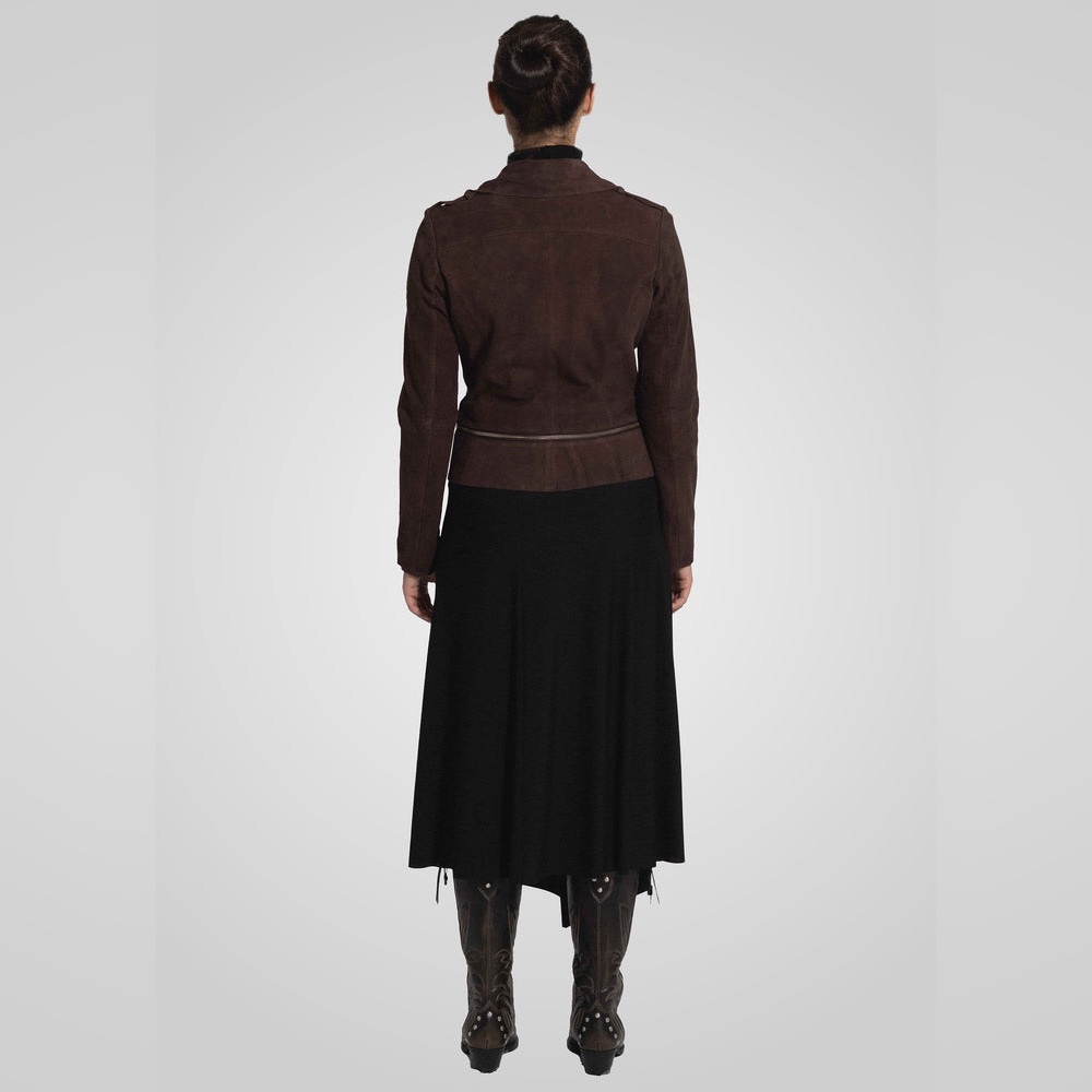 Chic Dark Brown Leather Jacket - image 3
